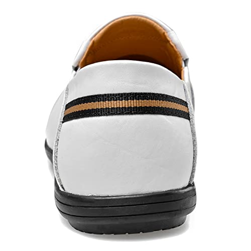 LUODENGLANG Loafer Premium Genuine Leather Men's Casual Shoes Slip On Mens Driving Penny Loafers for Men Lightweight Breathable White 10 M44 - Image 3