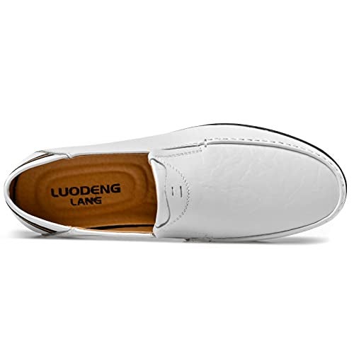 LUODENGLANG Loafer Premium Genuine Leather Men's Casual Shoes Slip On Mens Driving Penny Loafers for Men Lightweight Breathable White 10 M44 - Image 4