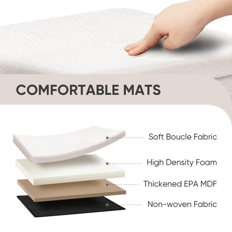 PINPLUS Storage Ottoman Cube Ottoman Foot Rest,Small Foldable Portable Boucle Upholstered Sherpa Ottomans, Faux Teddy Fur, White 16.5"x12.6"x12.6" - Image 4