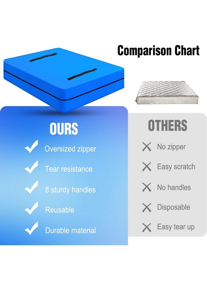 MorTime MorTime Mattress Bags for Moving and Storage, Zippered Mattress Storage Bag with 8 Strong Carrying Handles, Reusable Mattress Protector Cover Moving Supplies (Queen)  - Image 3