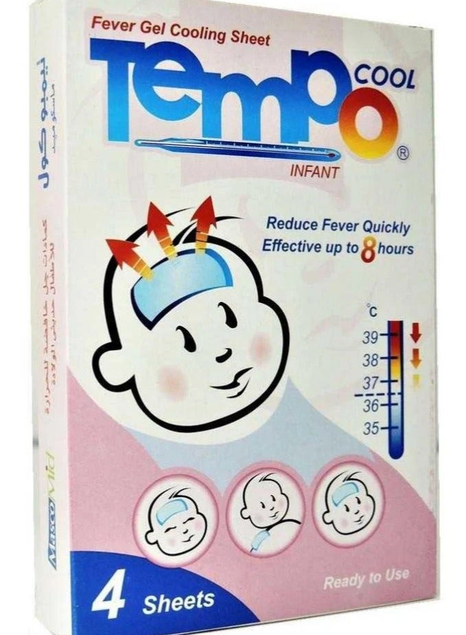 تيمبو كول كمادات جل خافضة للحرارة لحديثي الولادة والرضع 4 قطع