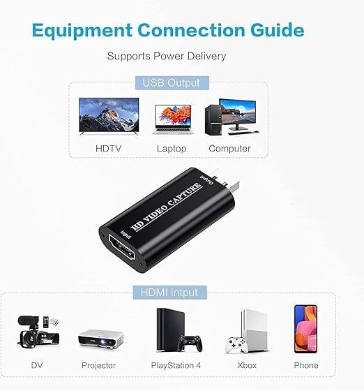 VIXLW 4K HDMI Video Capture Card, Cam Link Card, HDMI to USB 2.0 Game Audio Adapter, Record Capture Device for Streaming, Teaching, Gaming, Live Broadcasting, Video Conference - Image 2