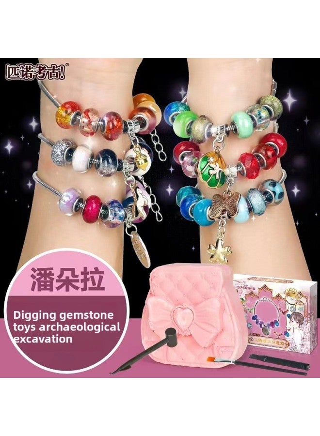Pandora Archaeological Dig Bracelet For Girls Pandora's Magic Box Unisex Artistic Toy Handmade Craft Educational Play-Color:Gift Box Pandora Bracelet-brown Sugar Rose  - Image 2