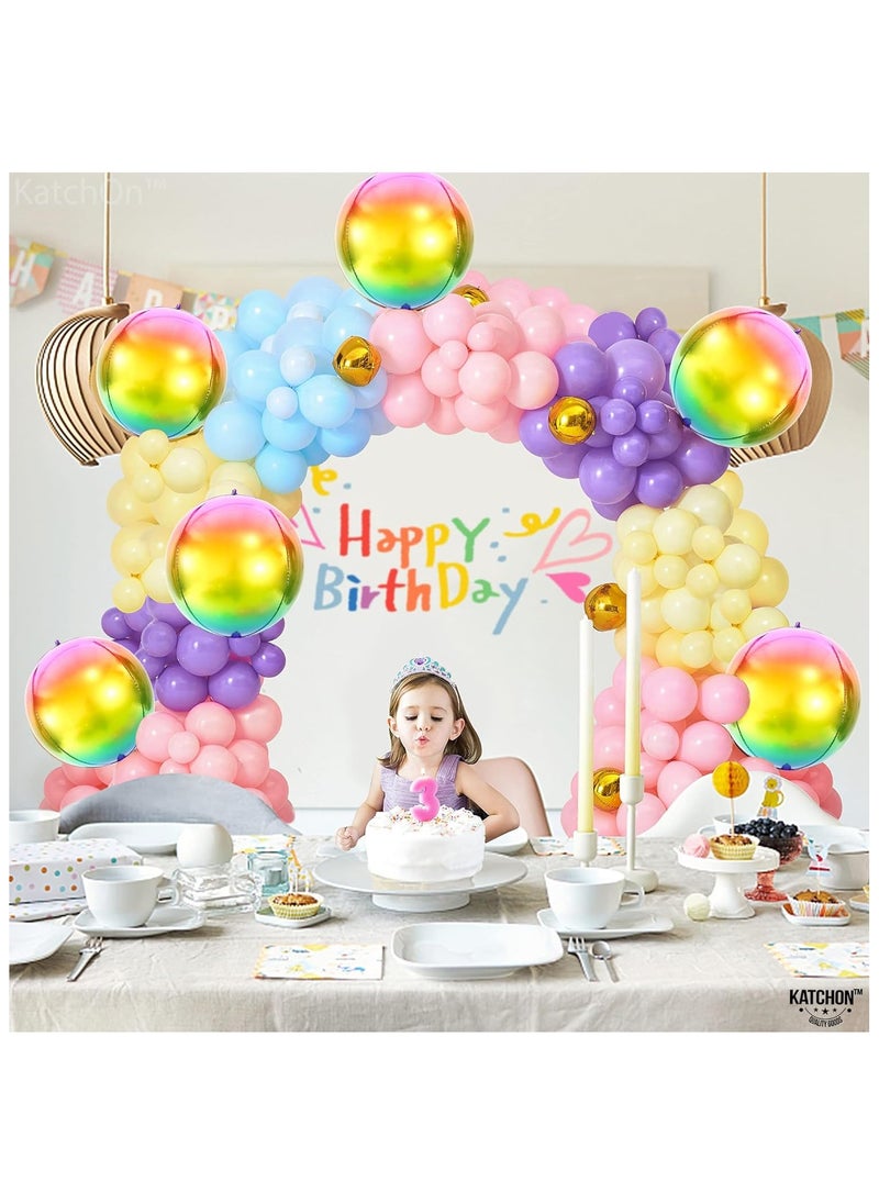 KATCHON Rainbow Orbz Balloons for Birthday Decorations - Pack 6 | 22 Inch 4D Foil Mylar Sphere Metallic Foil Balloon  - Image 2