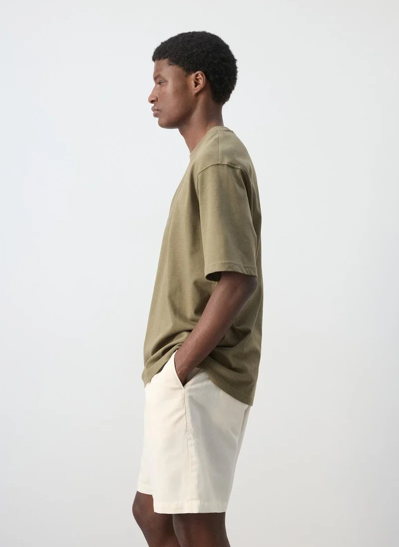 Mango Man 37-KHAKI Relaxed-Fit 260-Gsm T-Shirt for Men | Best Price UAE