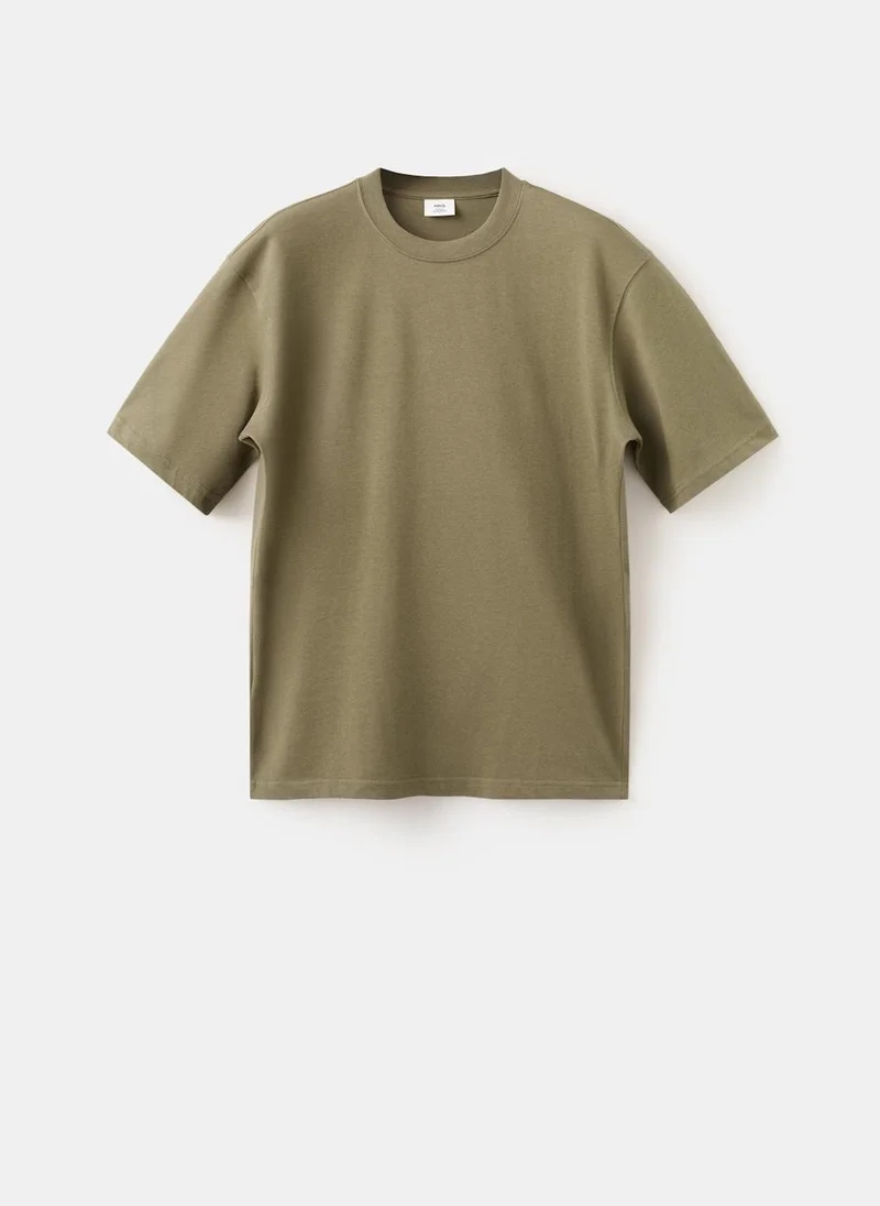 Mango Man 37-KHAKI Relaxed-Fit 260-Gsm T-Shirt for Men | Best Price UAE