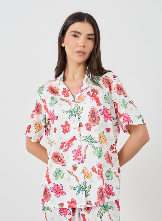 Take Two Fruit Print Shirt and Pyjama Set - Image 2