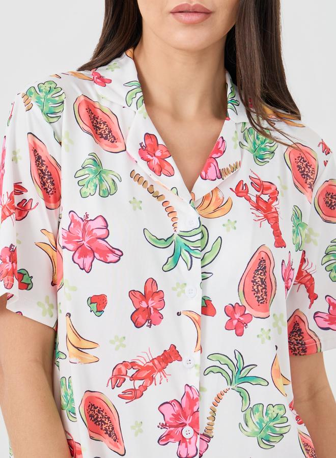 Take Two Fruit Print Shirt and Pyjama Set - Image 3