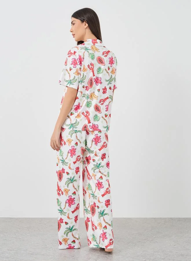 Take Two Take Two Fruit Print Shirt and Pyjama Set