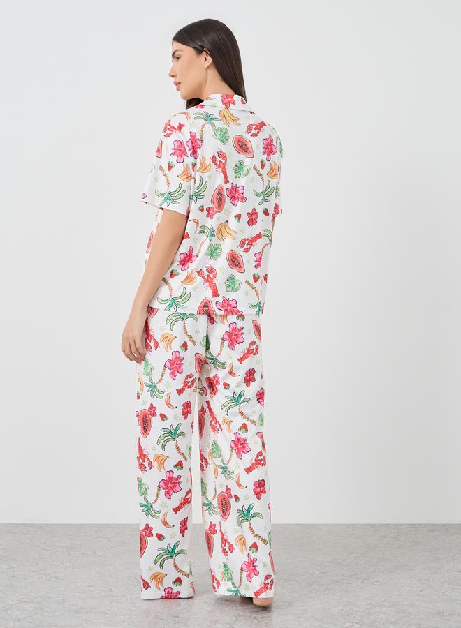 Take Two Fruit Print Shirt and Pyjama Set - Image 5