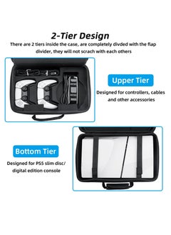 Necomi Portable Case For Ps5 Slim Console, Hardshell Protective Case Travel Case For Playstation 5 Slim Console Disc/Digital Black  - Image 4