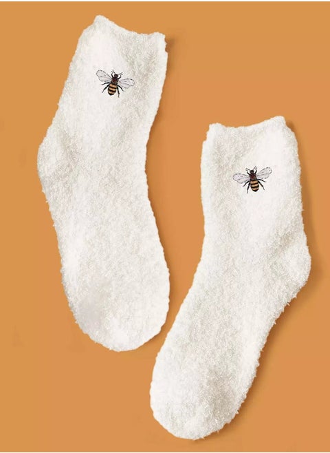 Bee Pattern Fuzzy Socks