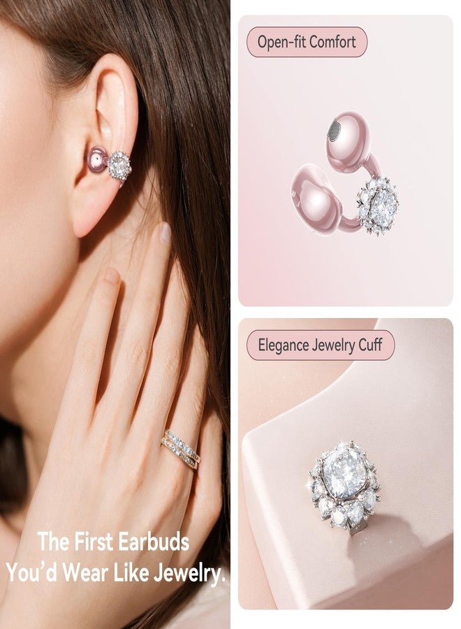 Kinglucky Stylish Open-Ear Clip-On Headphones with Detachable Earrings, Lightweight & Comfortable Fit, Fashionable Open-Ear Earbuds for Women, Ideal for Work, Running, and Daily Wear Pink (Diamond) - Image 2