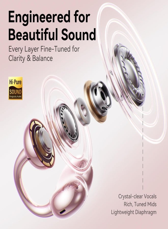 Kinglucky Stylish Open-Ear Clip-On Headphones with Detachable Earrings, Lightweight & Comfortable Fit, Fashionable Open-Ear Earbuds for Women, Ideal for Work, Running, and Daily Wear Pink (Diamond) - Image 4