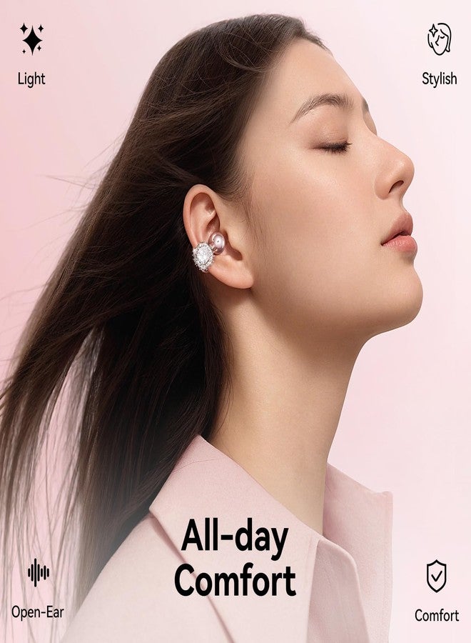 Kinglucky Stylish Open-Ear Clip-On Headphones with Detachable Earrings, Lightweight & Comfortable Fit, Fashionable Open-Ear Earbuds for Women, Ideal for Work, Running, and Daily Wear Pink (Diamond) - Image 3