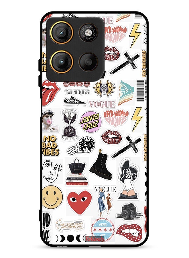 Tolwak Motorola Moto G15 Protective Case Cover No Bad Vibes Stickers