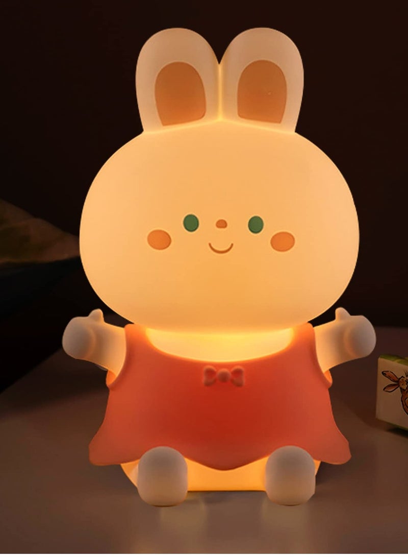 SYOSI Night Light for Kids Kawaii Red Silicone Nursery Bunny Lamp Safe and Soft Touch Night Light for Bedroom 7 Color Mode and Timer Function USB Rechargeable Great Gift for Girls and New Mothers - Image 1