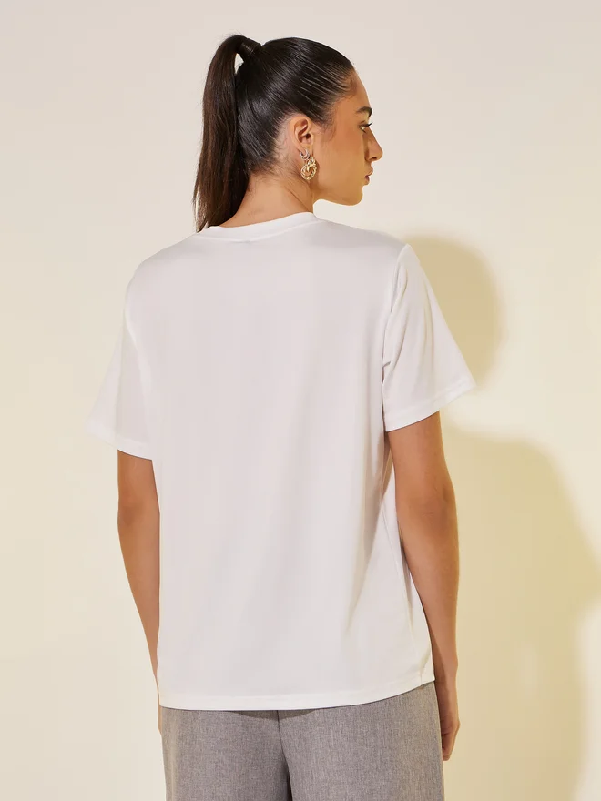 Take Two Take Two Slogan Print Round Neck Regular Fit T-Shirt