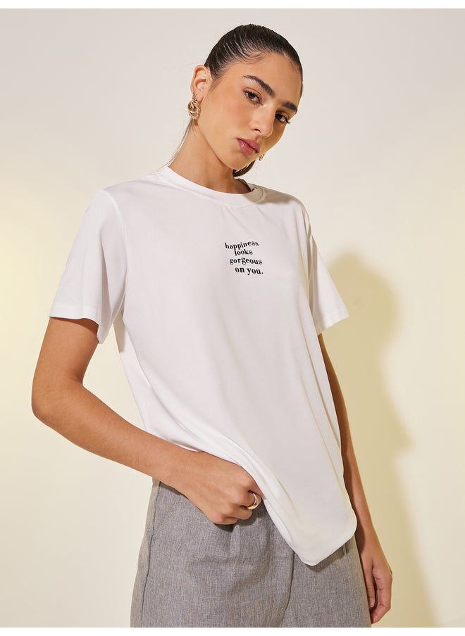 Take Two Take Two Slogan Print Round Neck Regular Fit T-Shirt  - Image 3