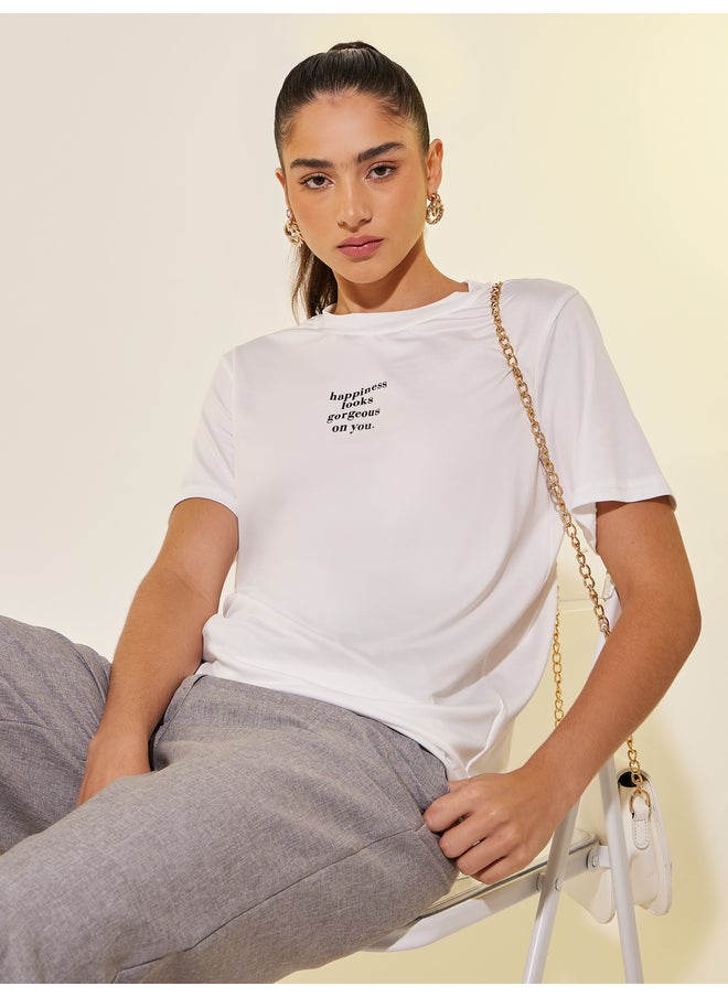 Take Two Take Two Slogan Print Round Neck Regular Fit T-Shirt  - Image 1