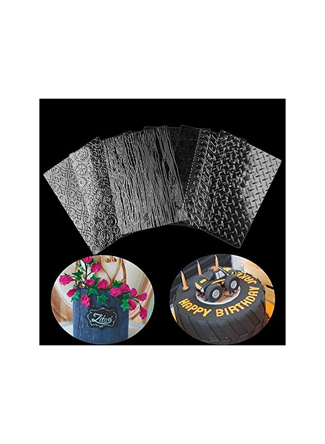 S-TOP 6 Pack Fondant Texture Mats Tire Tread Track Wood Grain Fondant Molds for Clay, Chocolate, Fondant Embossed Cake Decoration Mold - Image 2