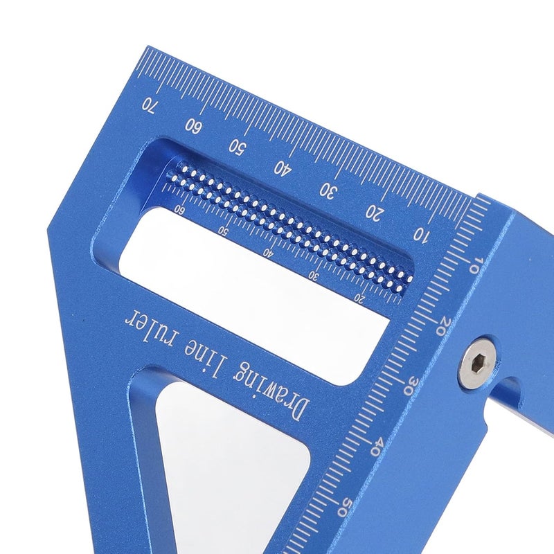 3D Multi Angle Measuring Ruler, Aluminum Alloy Woodworking Square Protractor, 45 and 90 Degree Miter Triangle Ruler with Accurate Scale for Woodworking, DIY, Carpentry and Pipe MEA (Blue) - Image 2
