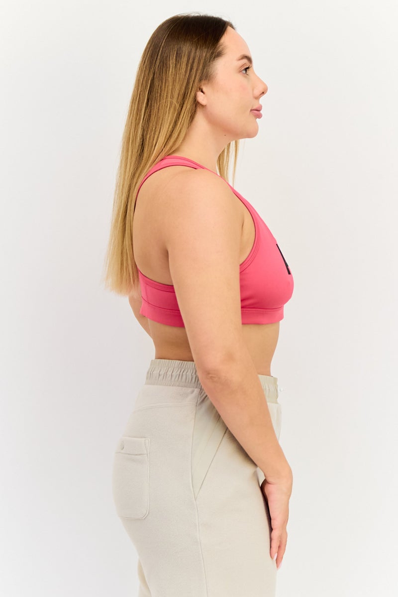 PUMA Women Brand Logo Non Padded Sports Bra, Dark Pink - Image 2