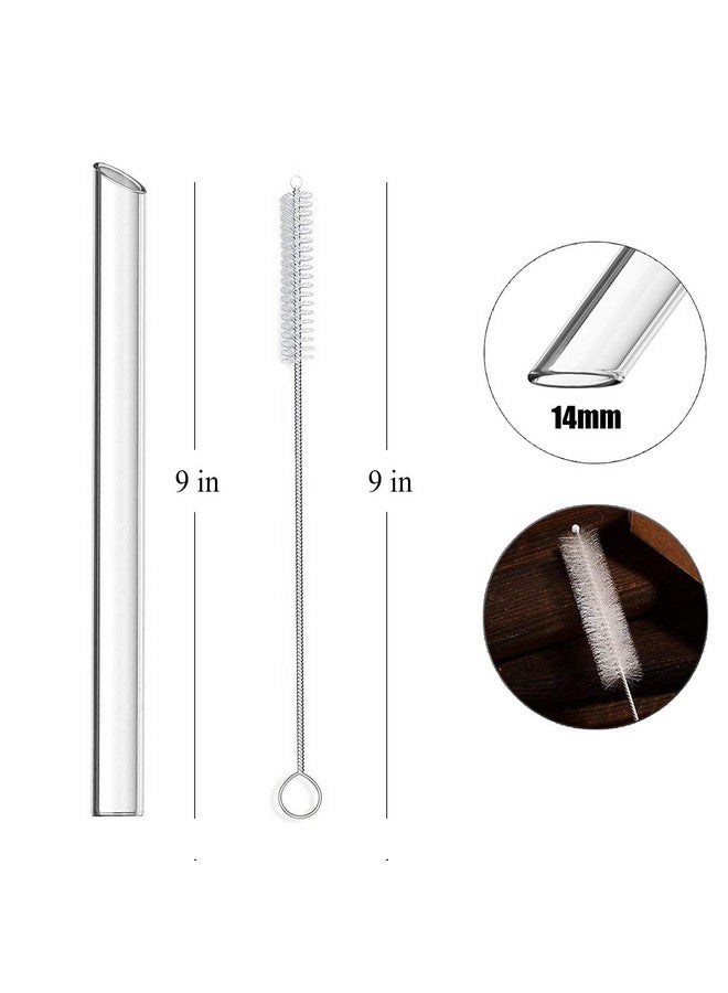 ALINK Reusable Glass Boba Straws, 14mm Extra Wide Clear Smoothie Straws for Bubble Tea, Pack of 4 with 1 Case and 2 Brush - Image 2