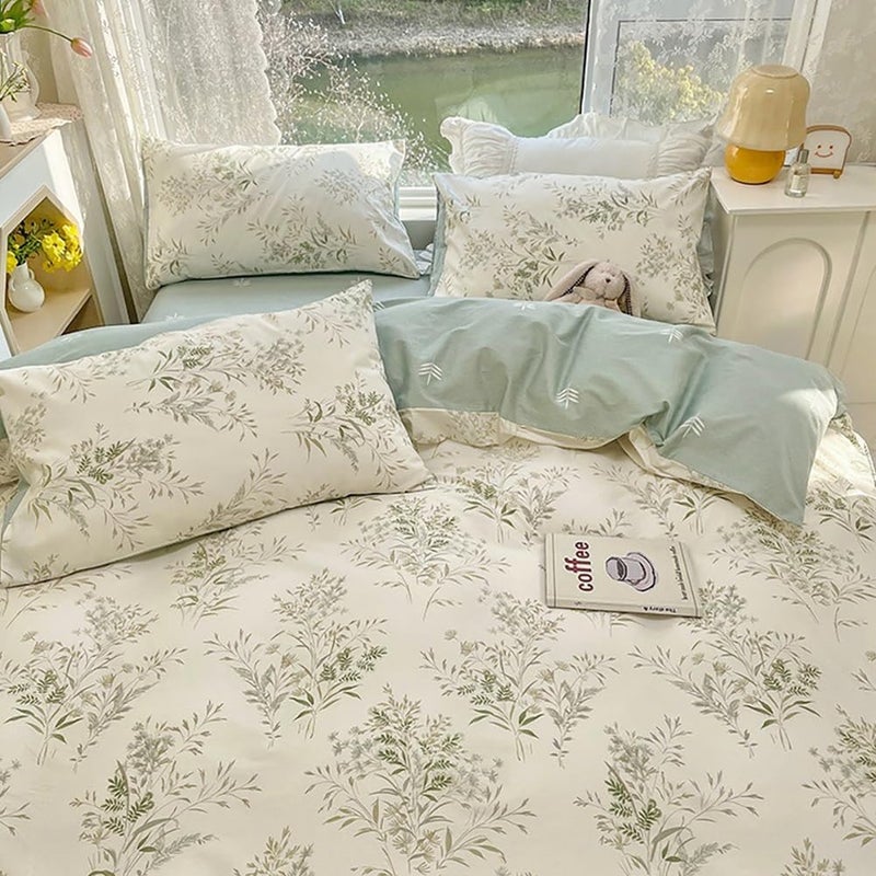 LifeTB Botanical Floral Comforter Set Twin XL, Chic Garden Floral Bedding Comforter with 2 Pillowcases, Soft Fluffy Girls Cottagecore Bedding Set, Breathable Comfy Vintage Botanical Comforter Set - Image 2