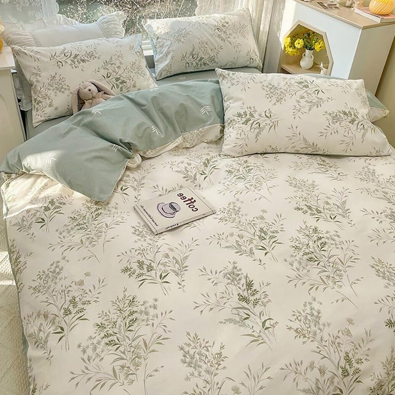 LifeTB Botanical Floral Comforter Set Twin XL, Chic Garden Floral Bedding Comforter with 2 Pillowcases, Soft Fluffy Girls Cottagecore Bedding Set, Breathable Comfy Vintage Botanical Comforter Set - Image 5