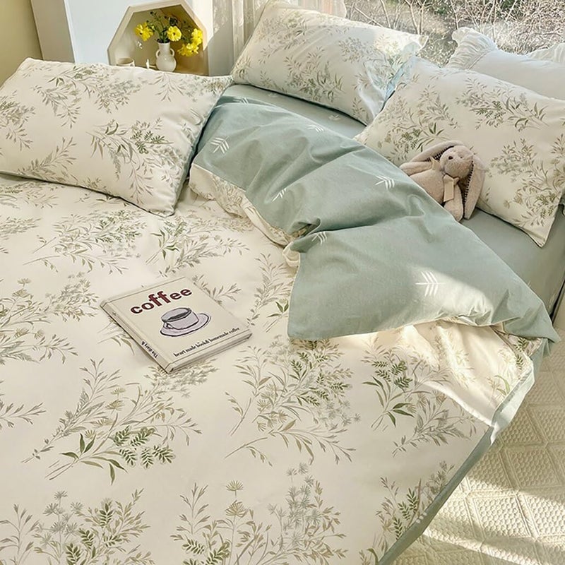 LifeTB Botanical Floral Comforter Set Twin XL, Chic Garden Floral Bedding Comforter with 2 Pillowcases, Soft Fluffy Girls Cottagecore Bedding Set, Breathable Comfy Vintage Botanical Comforter Set - Image 1