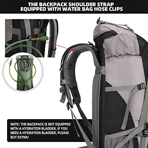 King'sGuard 70L Hiking Backpack Large Lightweight Waterproof Camping Backpack Travel Backpacking Backpack Daypack with Rain Cover -Frameless (Black) - Image 3