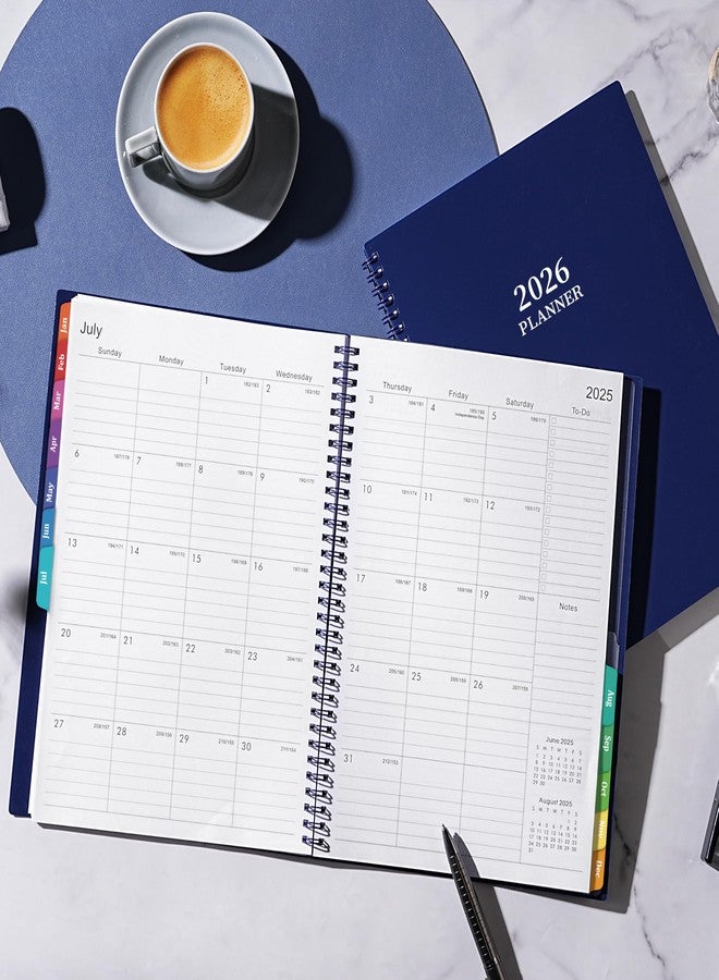Vondafe 2026 Planner - 2026 planner weekly and monthly, Jan.2026-Dec.2026, 9"×11", Planner 2026 Weekly and Monthly Planner with Inner Pocket, Colorful Tabs, Twin-wire Binding - Navy - Image 2