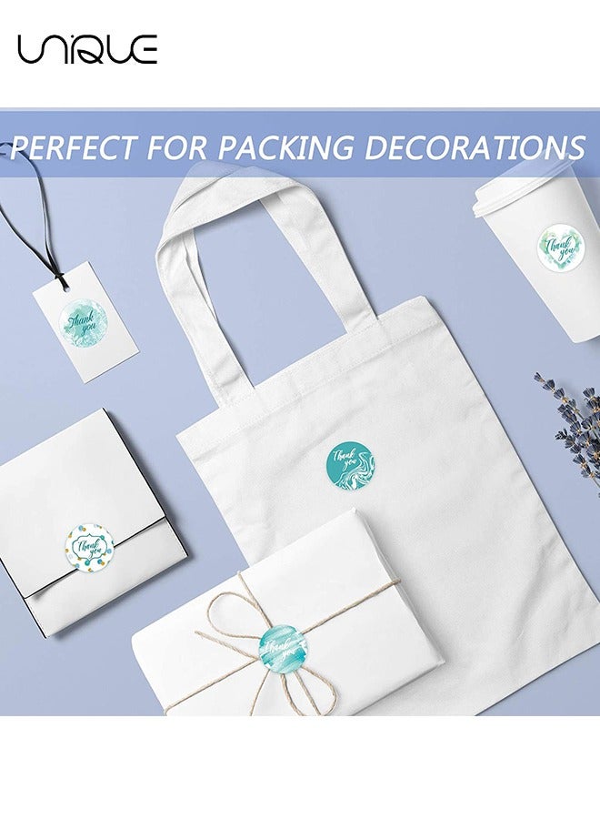 يونيك 500 قطع الأزرق شكرا لك ملصقات، ألوان مائية زرقاء موضوع 1.5 بوصة 8 تصاميم استحمام الطفل عيد ميلاد حزب صالح التسميات، الأزهار المغلف ختم لاصق ملصقات الهدايا التفاف العلامات لحفل زفاف الزفاف الأعمال - Image 4