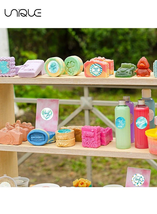 يونيك 500 قطع الأزرق شكرا لك ملصقات، ألوان مائية زرقاء موضوع 1.5 بوصة 8 تصاميم استحمام الطفل عيد ميلاد حزب صالح التسميات، الأزهار المغلف ختم لاصق ملصقات الهدايا التفاف العلامات لحفل زفاف الزفاف الأعمال - Image 5