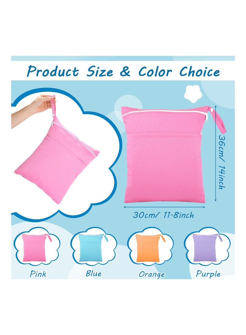 Baby Cloth Diaper Wet Dry Bag Waterproof Wet Bag Washable Travel Bag Reusable Cloth Diaper Bag Toddler Swimming Wet Bag Travel Beach Pool 4 Pieces - Image 3