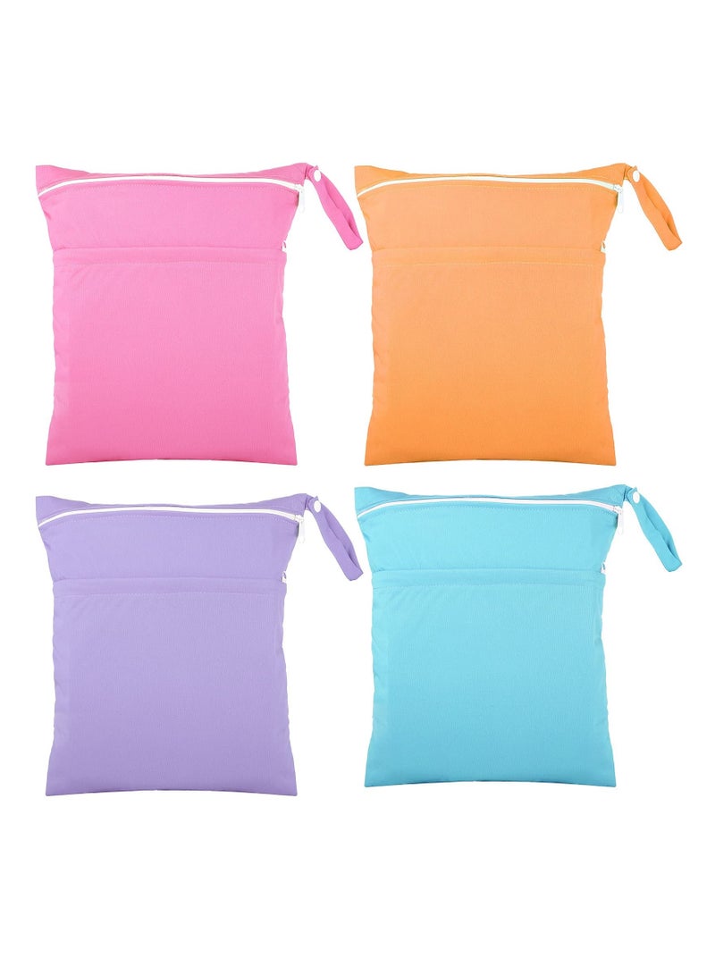 Baby Cloth Diaper Wet Dry Bag Waterproof Wet Bag Washable Travel Bag Reusable Cloth Diaper Bag Toddler Swimming Wet Bag Travel Beach Pool 4 Pieces - Image 1