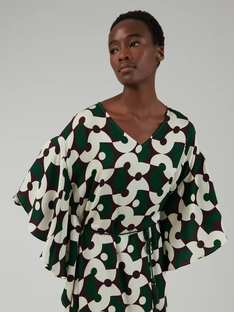 leem Tile Print Kaftan