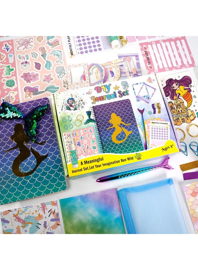 Bluejw DIY JOURNAL SET Children Girl Notebook Stationery Gift Box Hand Account Mermaid Diary Suit - Image 3