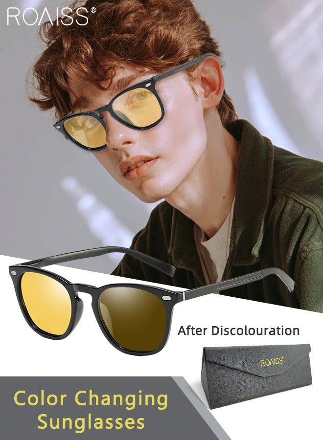 roaiss Polarized Night Vision Square Sunglasses for Men Women, UV400 Protection Sun Glasses with TR Frame, Unisex Color Changing Glasses for Driving, Fishing, Golfing, Traveling, 60mm - Image 1