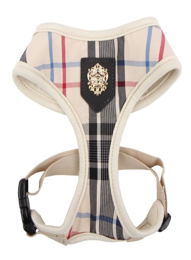 Puppia Junior Over-The-Head Dog Harness Checkered Pattern No Choke No Pull Adjustable Chest Belt Walking Training for Small and Medium Dog, Small, Beige - Image 1