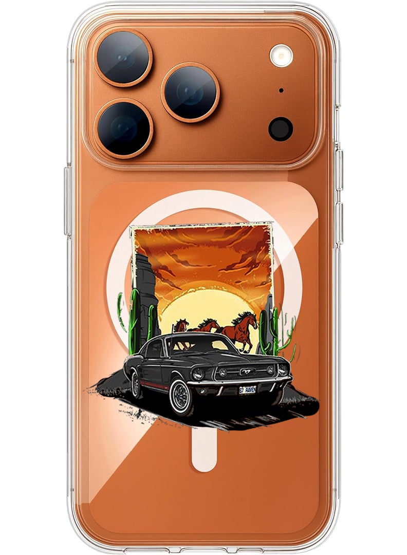 Theodor Magnetic Case for Apple iPhone 17 Pro Max Compatible with MagSafe Wireless Charging, Shockproof Phone Bumper Cover - Car horse - Image 1