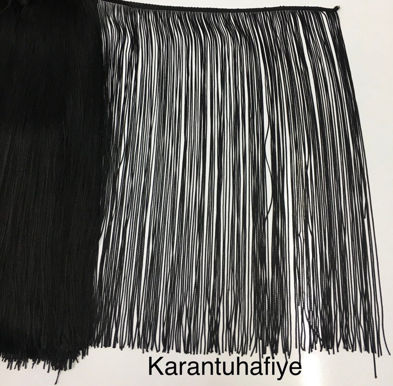 Karan Tuhafiye Karan Haberdashery Tassel Fringe 40 cm Black 1 Meter - Image 1