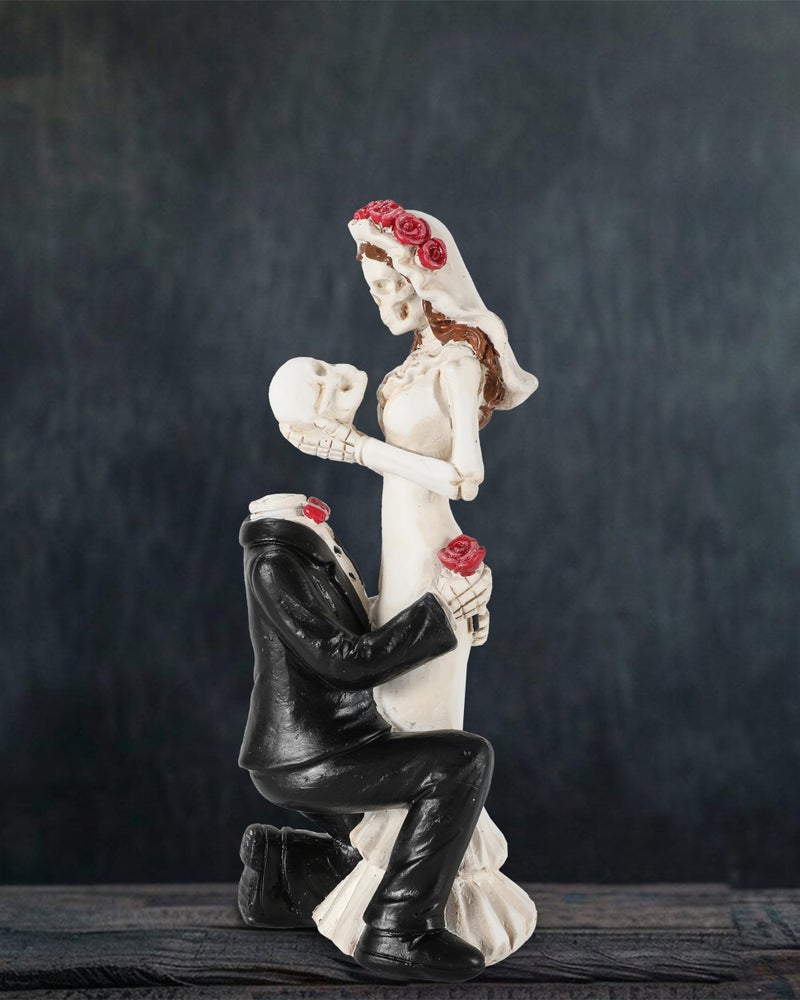GoGnome Skeleton Bride and Groom 64  Dia De Los Muertos Figurines Day of The Dead Decorations Till Death Do US Part Decor  Halloween Gothic Wedding Cake Topper Decor Skeleton Couple