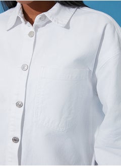 trendyol White Oversize Denim Jacket Shirt TWOSS24CE00040  - Image 5