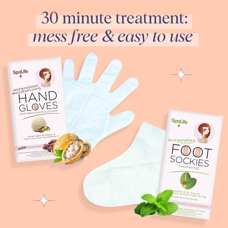 SpaLife Moisturizing Hand Gloves & Foot Mask Socks | Korean Skincare Set for Dry Cracked Hands & Dry Cracked Feet Callus Remover Alternative | Self Care Gifts for Women | 4 Hand, 4 Foot - Image 4