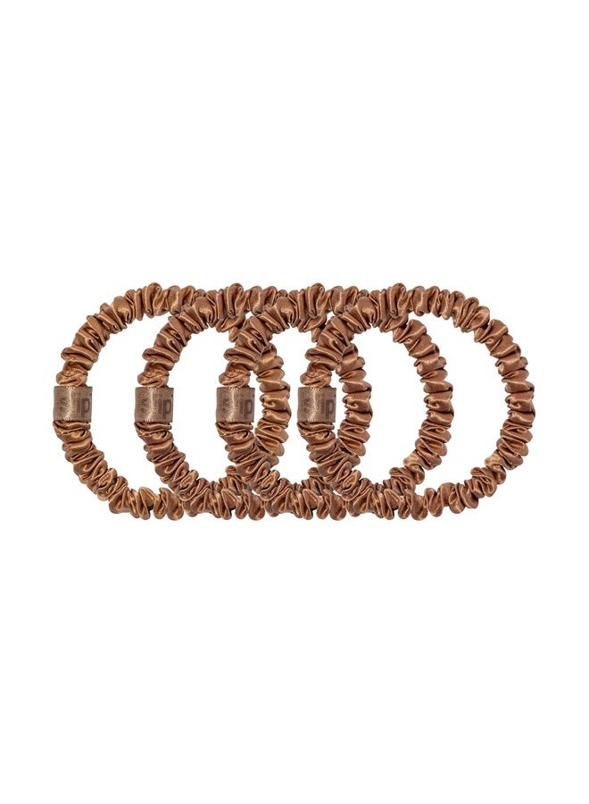 Slip Silk Skinny Scrunchies - Copper - 100% Pure 22 Momme Mulberry Silk Scrunchies for Women - Hair-Friendly + Luxurious Elastic Scrunchies Set (4 Scrunchies) - Image 1