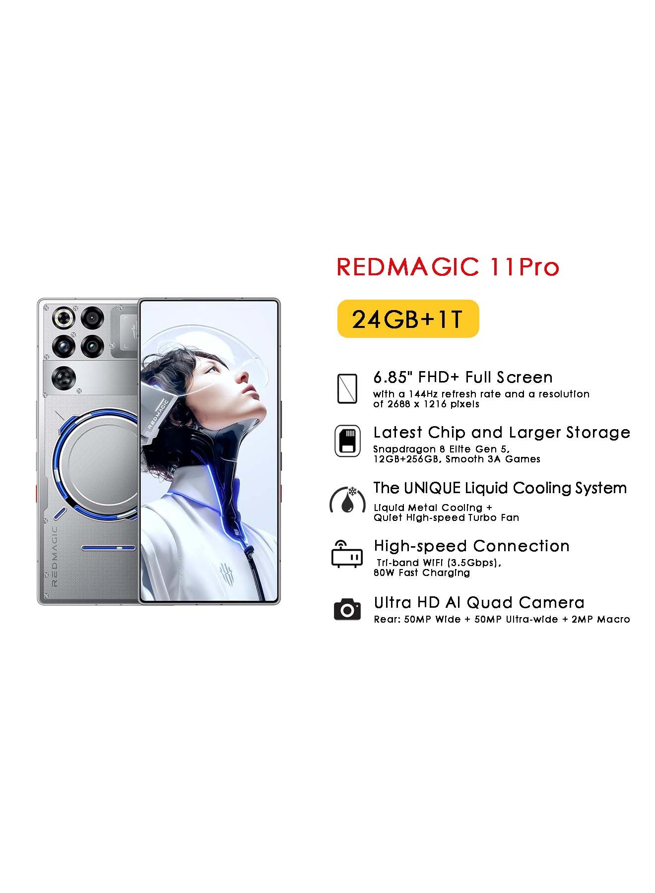 REDMAGIC 11 Pro Dual Subzero 24GB RAM 1TB 5G - Middle East Version