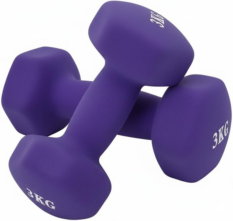 3KG Dumbbells Set with Non-Slip Grip - Purple Pair for Home Fitness - Image 3