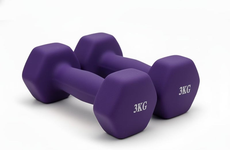 3KG Dumbbells Set with Non-Slip Grip - Purple Pair for Home Fitness - Image 1